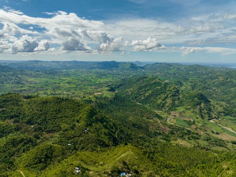 Farmland on the slopes of hills in the mountainous region. Negros, Philippines