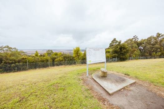 Original site of the township of Yallourn with a view towards open cut mines in Victoria, Australia