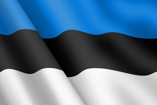 An Estonia waving flag 3d illustration wind ripple