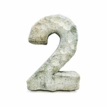 Stone font Number 2 TWO 3D rendering illustration isolated on white background