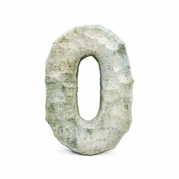 Stone font Number 0 ZERO 3D rendering illustration isolated on white background