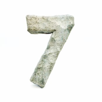 Stone font Number 7 SEVEN 3D rendering illustration isolated on white background