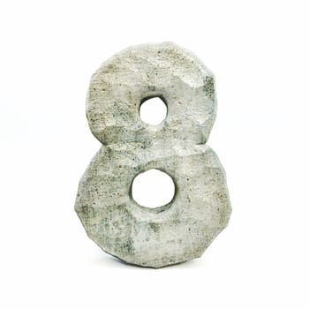 Stone font Number 8 EIGHT 3D rendering illustration isolated on white background