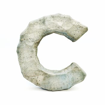 Stone font Letter C 3D rendering illustration isolated on white background
