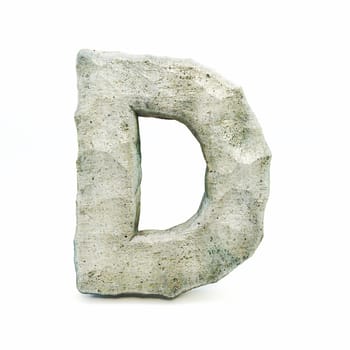 Stone font Letter D 3D rendering illustration isolated on white background