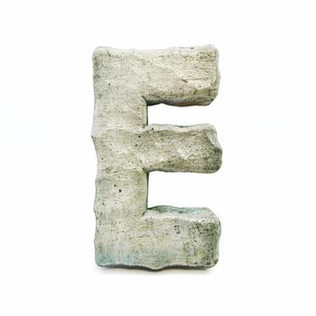Stone font Letter E 3D rendering illustration isolated on white background