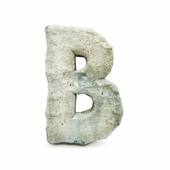 Stone font Letter B 3D rendering illustration isolated on white background