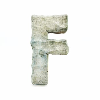 Stone font Letter F 3D rendering illustration isolated on white background