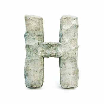 Stone font Letter H 3D rendering illustration isolated on white background