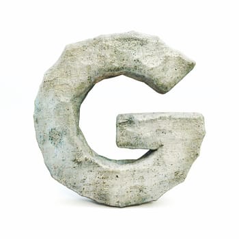 Stone font Letter G 3D rendering illustration isolated on white background