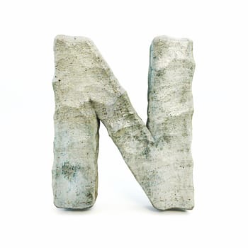Stone font Letter N 3D rendering illustration isolated on white background