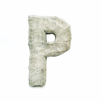 Stone font Letter P 3D rendering illustration isolated on white background