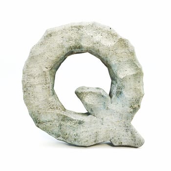 Stone font Letter Q 3D rendering illustration isolated on white background