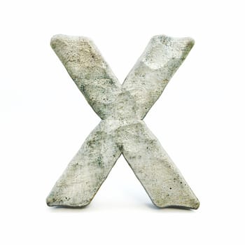 Stone font Letter X 3D rendering illustration isolated on white background