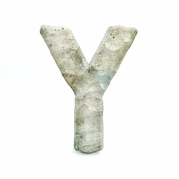 Stone font Letter Y 3D rendering illustration isolated on white background