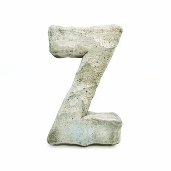 Stone font Letter Z 3D rendering illustration isolated on white background
