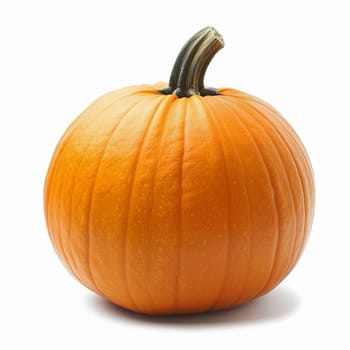 Orange pumpkin isolated on white, perfect for Halloween or Thanksgiving harvest themes depicting autumn season.