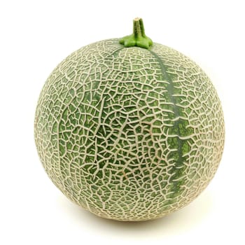 Ultra sharp photo of fresh whole cantaloupe melon isolated on white background, healthy fruit concept