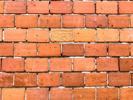 A brick wall with a white border. The wall is made of red bricks and has a white border