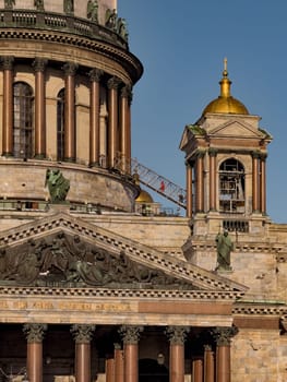 front of St. Isaac's Cathedral in St. Petersburg - Russia in the spring sun. High quality photo