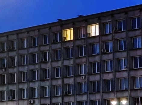 Shot of the facade of an old building after rain