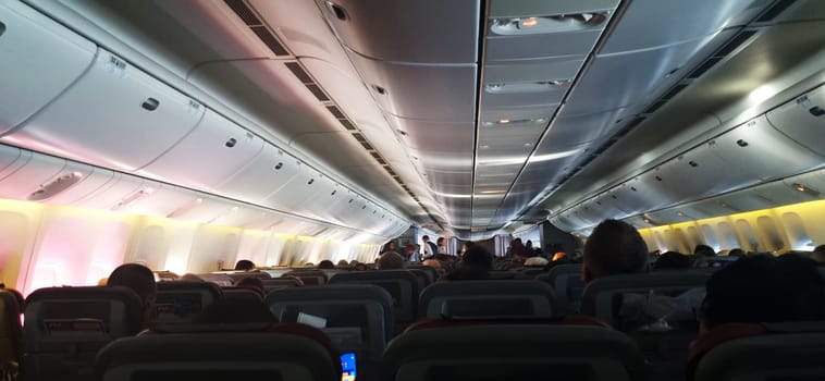 Concept shot of the inside of a passenger airplane