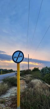 Shot of the very old road signs on the old village road