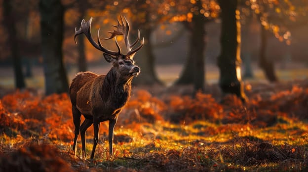 A deer in the forest, A beautiful wildlife in natural, Generative AI.