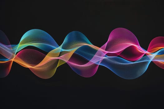 A series of colorful sine waves floating across a simple black background, Generative AI.