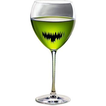 Glass, wine, green. Wine glass filled with green liquid, transparent background