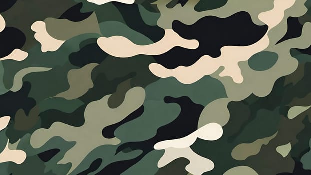 Camouflage Seamless Pattern. Classic clothing style masking camo repeat print. Green, brown, black colors. Vector illustration.Classic clothing style masking camo repeat print.