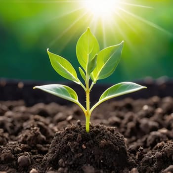 Green plant seedling illustrating concept of new life and environmental conservation.Green seedling illustrating concept of new life and development. Sprout growing from seed.Green seedling illustrating concept of new life and investment in green business.