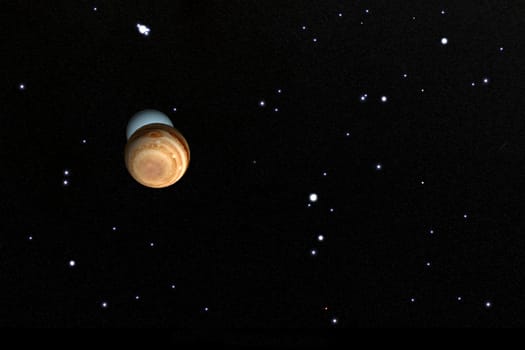 Planets of the solar system in space against the starry sky.Planets of the Solar System in the Universe. 3D rendering