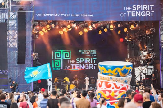 Main scene of the traditional Central Asian openair music festival Spirit of Tengri. Almaty, Kazakhstan - June 11, 2023