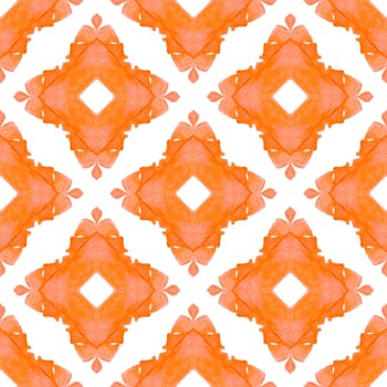 Trendy organic green border. Orange fetching boho chic summer design. Textile ready classy print, swimwear fabric, wallpaper, wrapping. Organic tile.