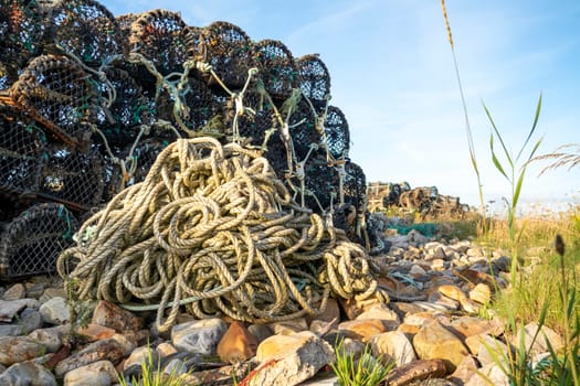 Close up of Lobster Pots or traps in Ireland.