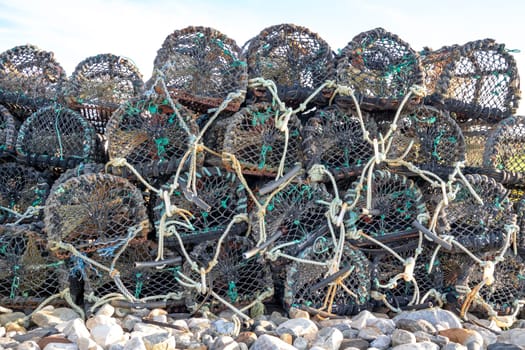 Close up of Lobster Pots or traps in Ireland.