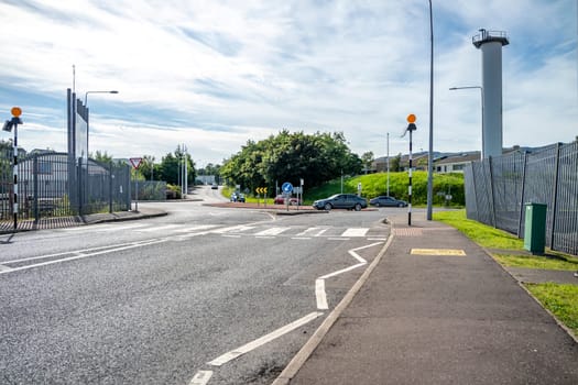 KILLYBEGS, IRELAND - MAY 16 2023: The Roundabout is close to Mooney Boats.