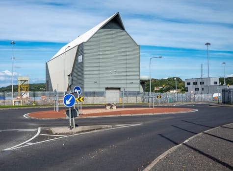 KILLYBEGS, IRELAND - MAY 16 2023: The Roundabout is close to Mooney Boats.