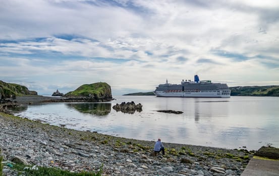 KILLYBEGS, IRELAND - MAY 16 2023: The Arcadia Star leaving after visiting Killybegs.