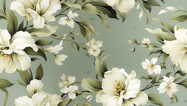 Seamless pattern tile background flowers and floral leaves plants. High quality photo