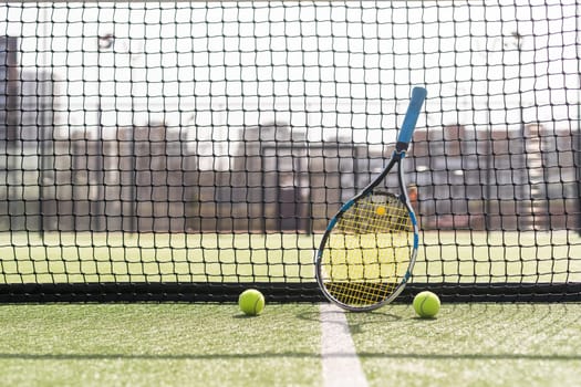 Beautiful tennis court on sunny day. High quality photo