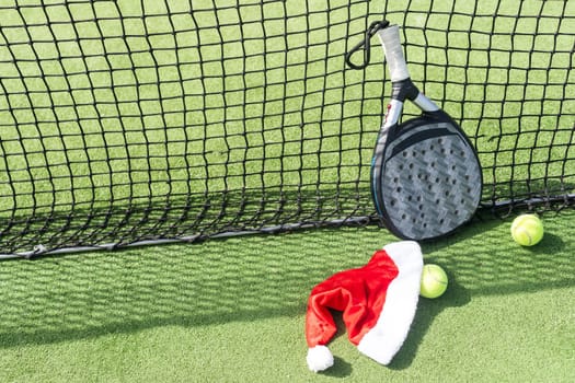 padel racket and santa hat. High quality