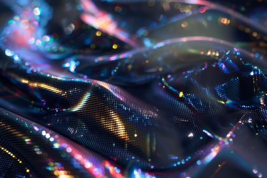 close-up holographic crumpled fabric 4k