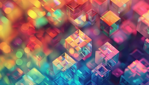 A colorful background with pink, blue, and purple blocks by AI generated image.