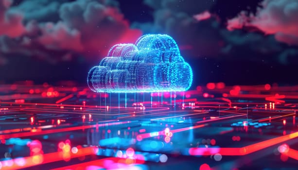 A colorful image of a cloud with many different icons and symbols by AI generated image.