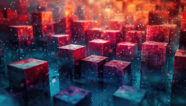 A colorful background with pink, blue, and purple blocks by AI generated image.