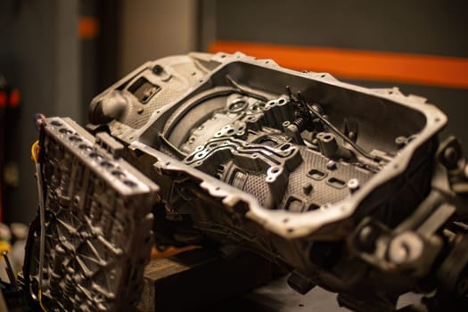 Precision components of an automatic transmission, showcased in detail for automotive insight.