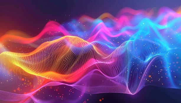 A colorful wave of light with a starry background by AI generated image.