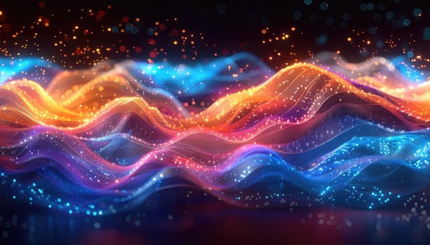 A colorful wave with a lot of dots on it by AI generated image.